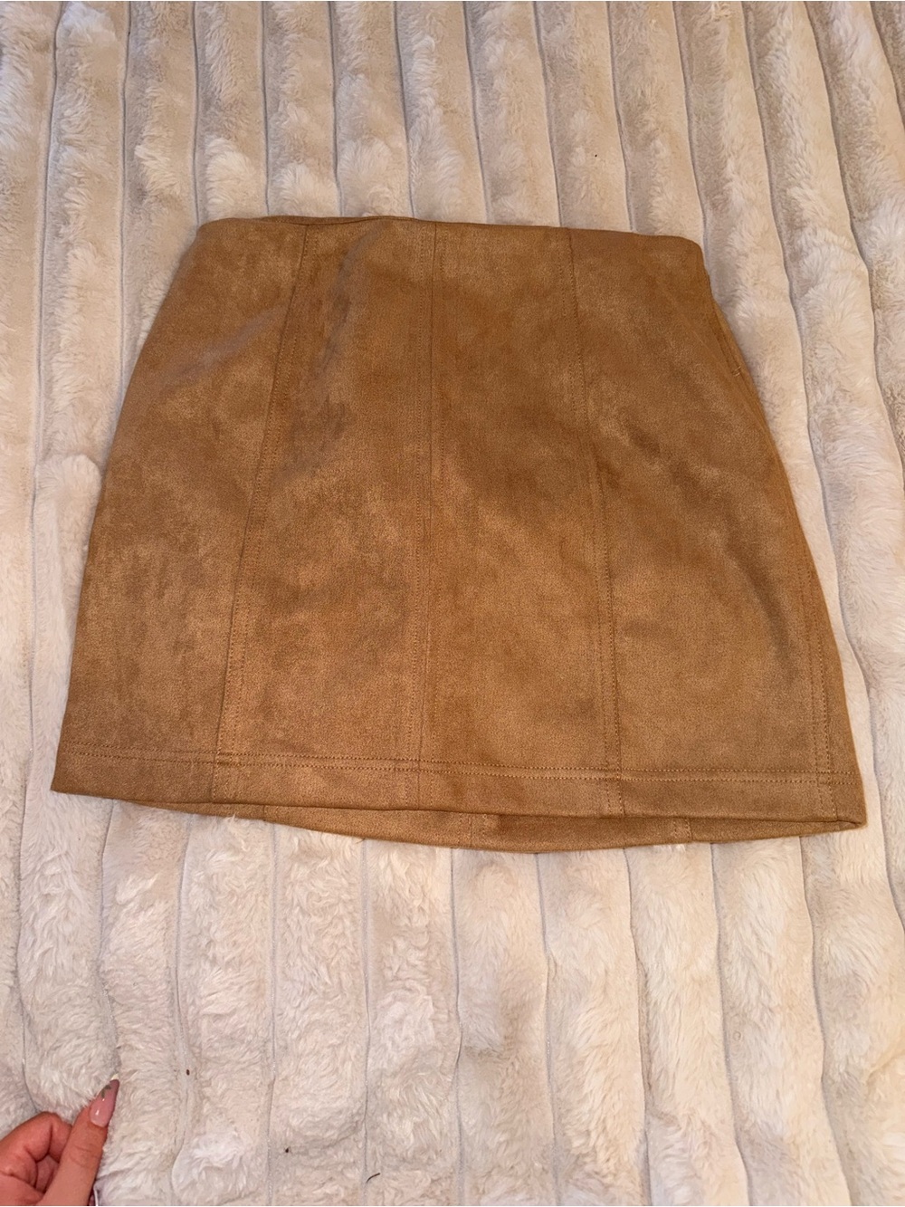 Wild Honey Faux Suede Mini Skirt in Camel Brown